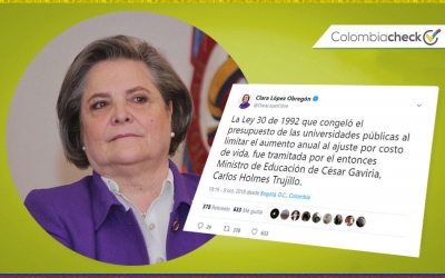 Clara López hace afirmación ligera sobre el presupuesto de las universidades públicas
